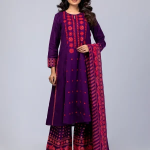 Eggplant Purple Retro Print Theme Shalwar Kameez